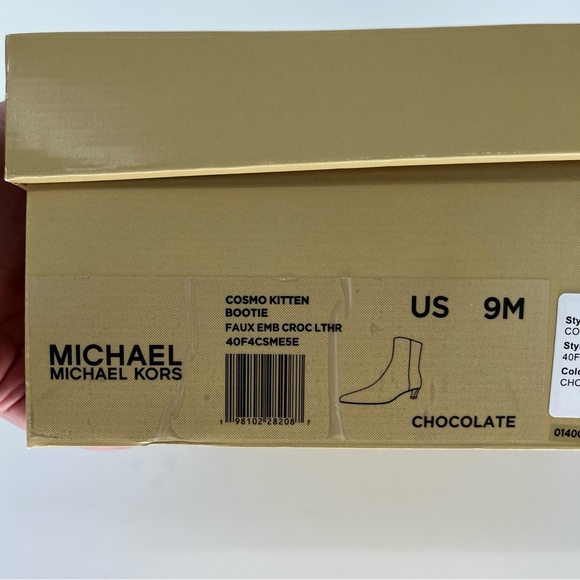 MICHAEL Michael Kors Cosmo Croc Embossed Kitten Heel boots chocolate brown - 9 - Picture 13 of 13